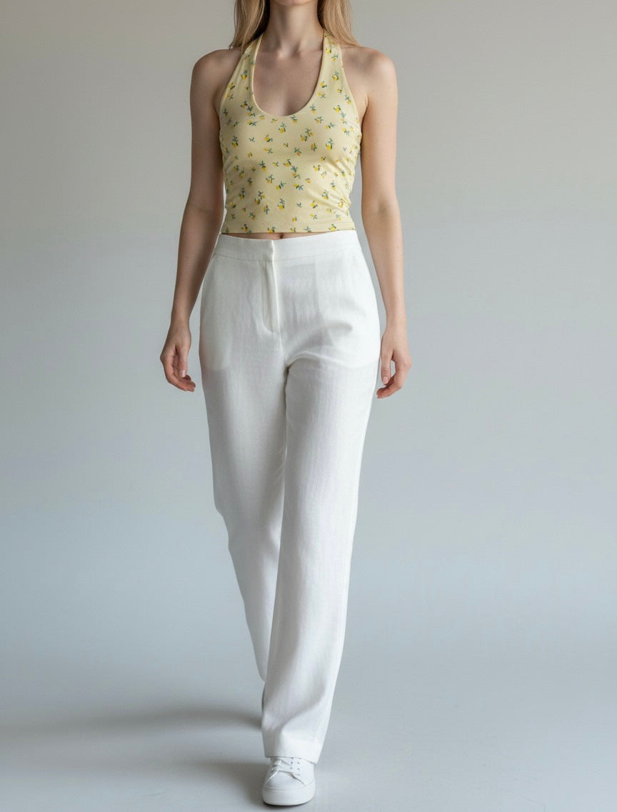 Lemon Bloom Halter Top