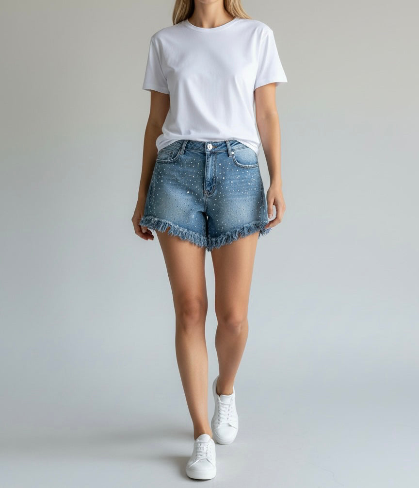 Crystal Denim Shorts