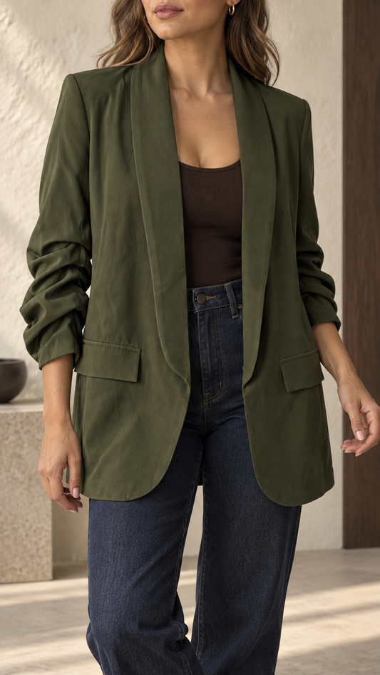 Averine Ruched Sleeve Blazer