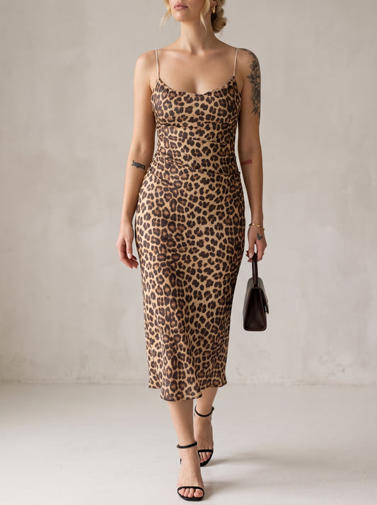 Leona Leopard Midi Dress