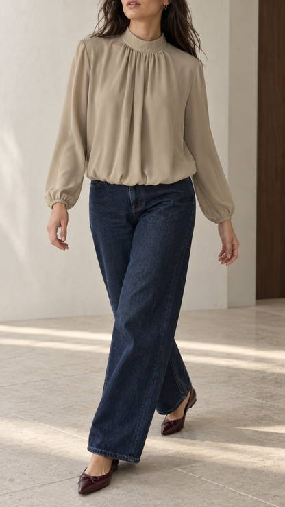Nivelle High Neck Blouse