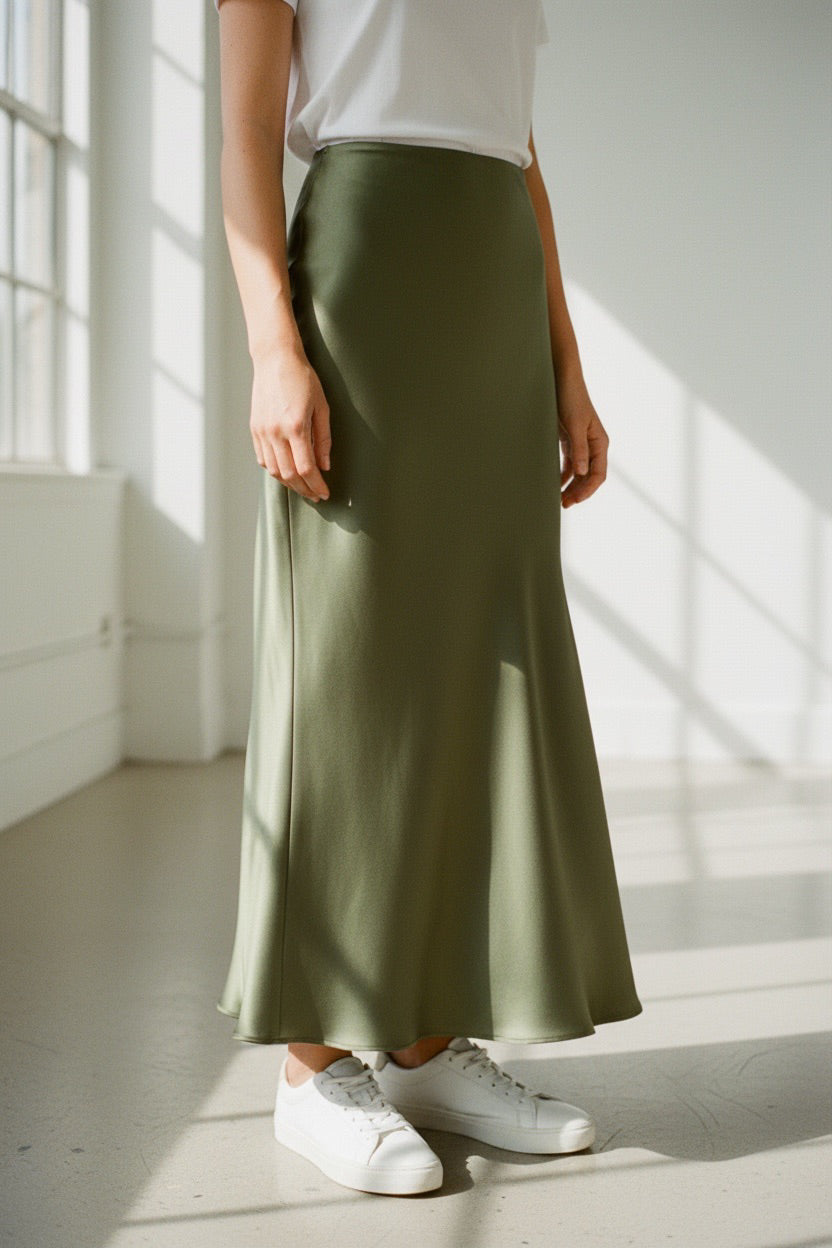 Satin Flow Midi Skirt