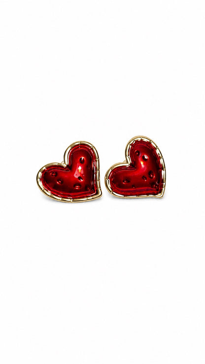 Ruby Heart Earrings