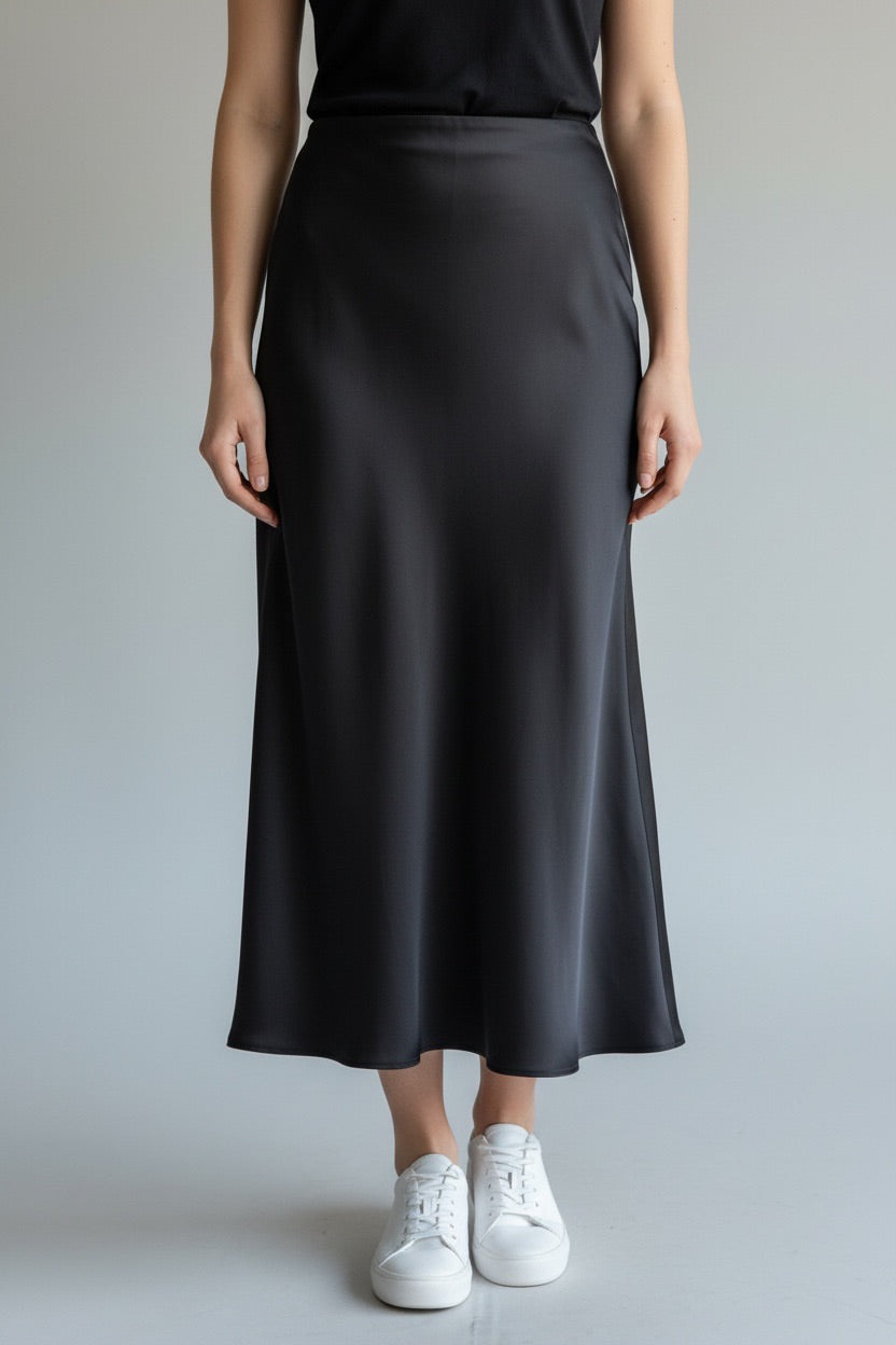 Satin Flow Midi Skirt