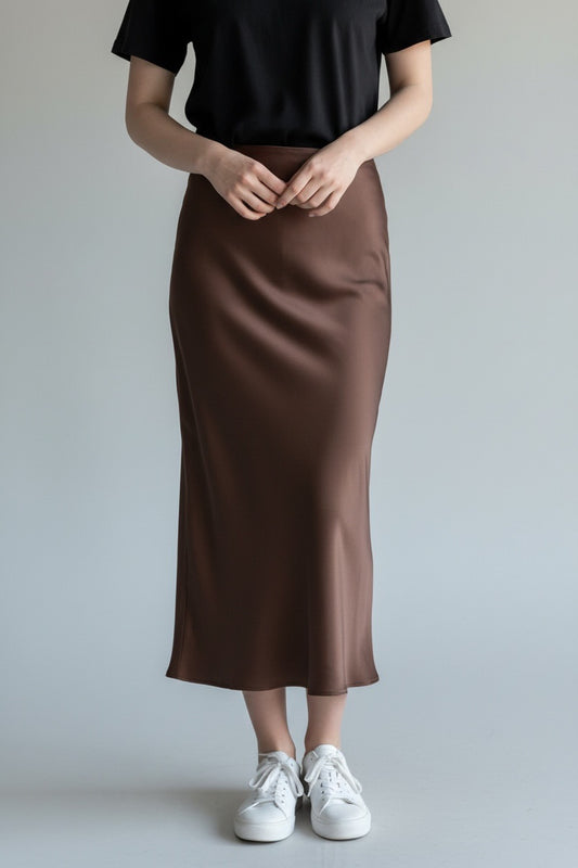 Satin Flow Midi Skirt