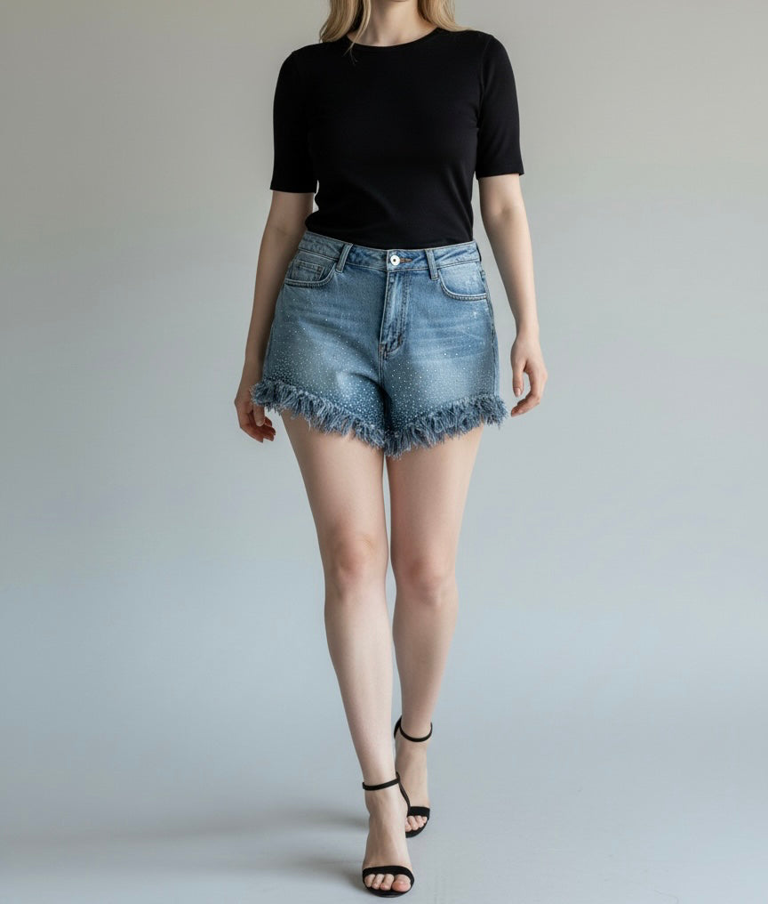 Crystal Denim Shorts