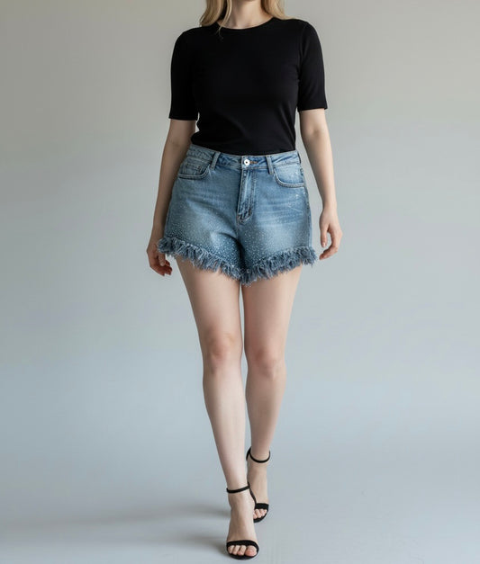 Crystal Denim Shorts