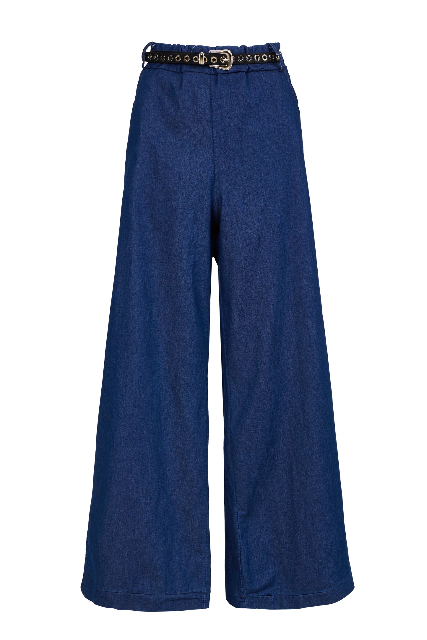 Denim Flow Wide-Leg Pants