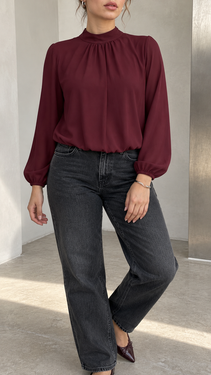 Nivelle High Neck Blouse