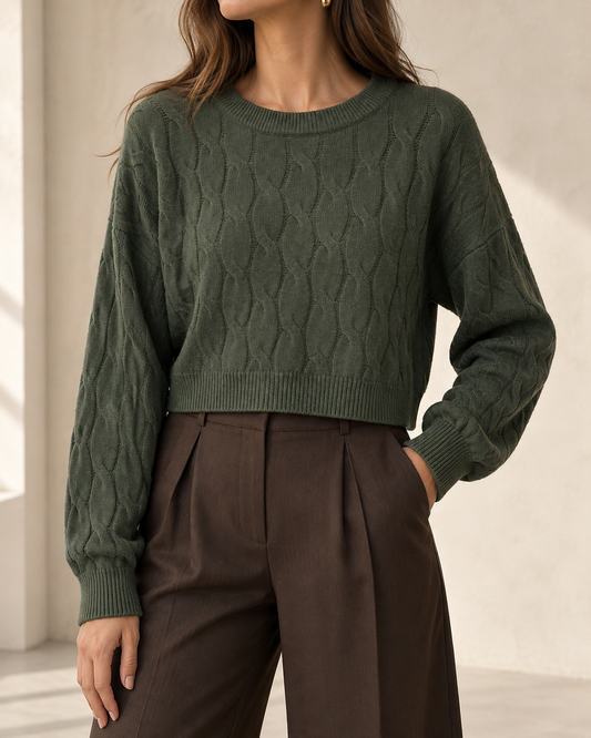 Avenora Cable Knit Cropped Sweater