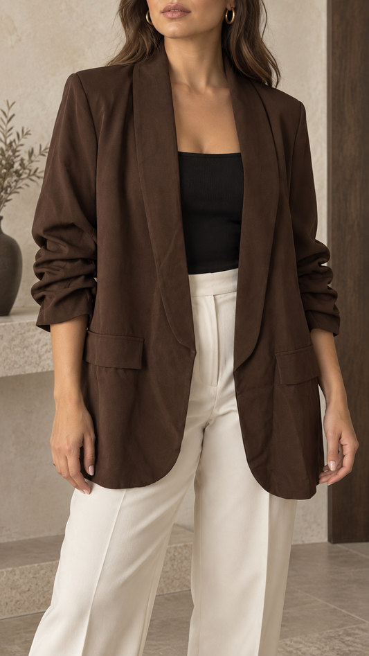 Averine Ruched Sleeve Blazer