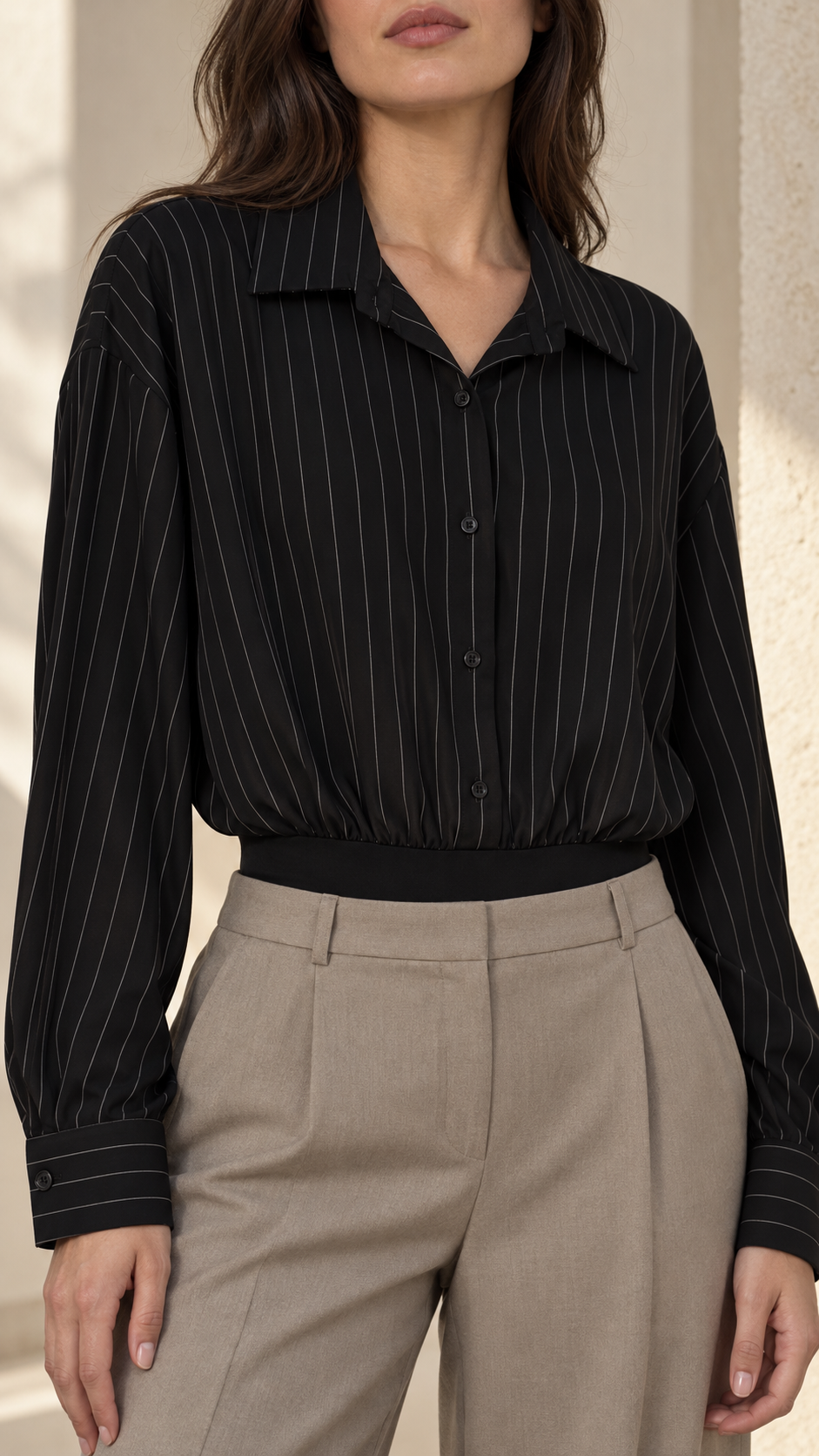 Vallorie Pinstripe Bodysuit