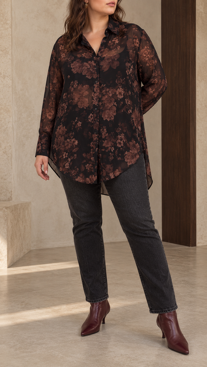 Eloria Printed Sheer Shirt
