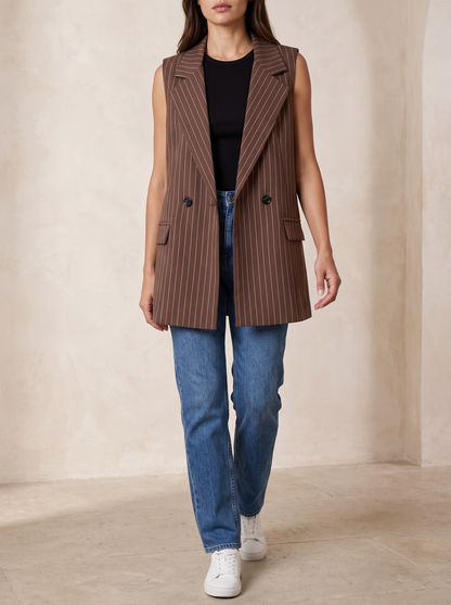 Valenne Pinstripe Long Vest