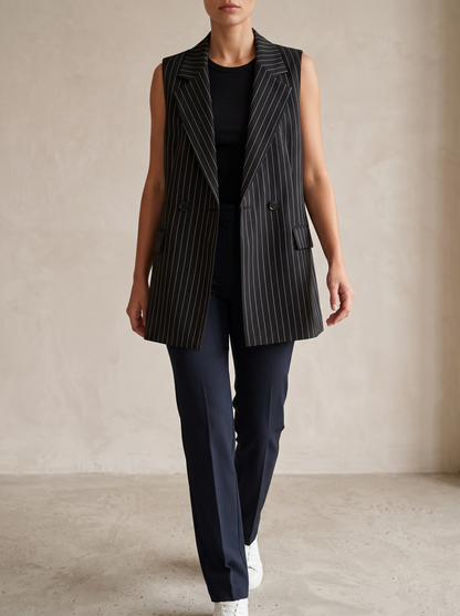 Valenne Pinstripe Long Vest