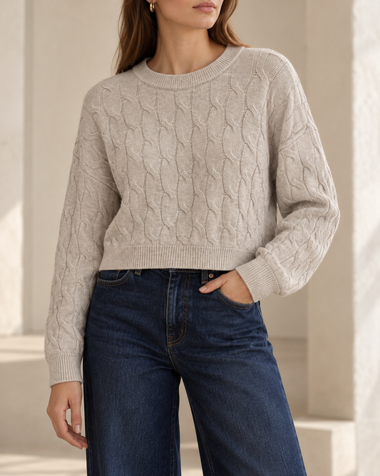 Avenora Cable Knit Cropped Sweater